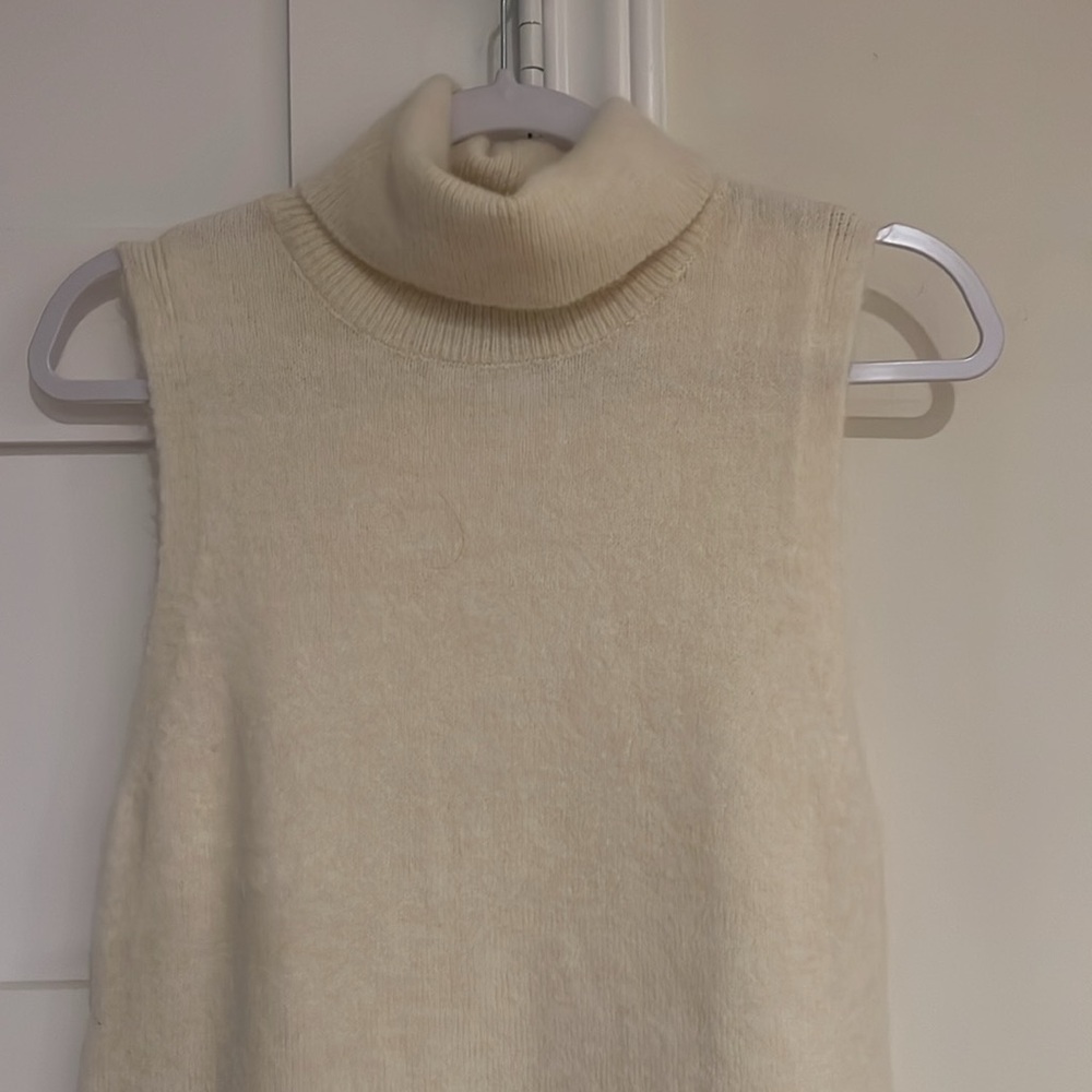 Zara Cream Sleeveless Turtleneck Dress Perfect for Winter Size Small NWOT - Picture 2 of 5